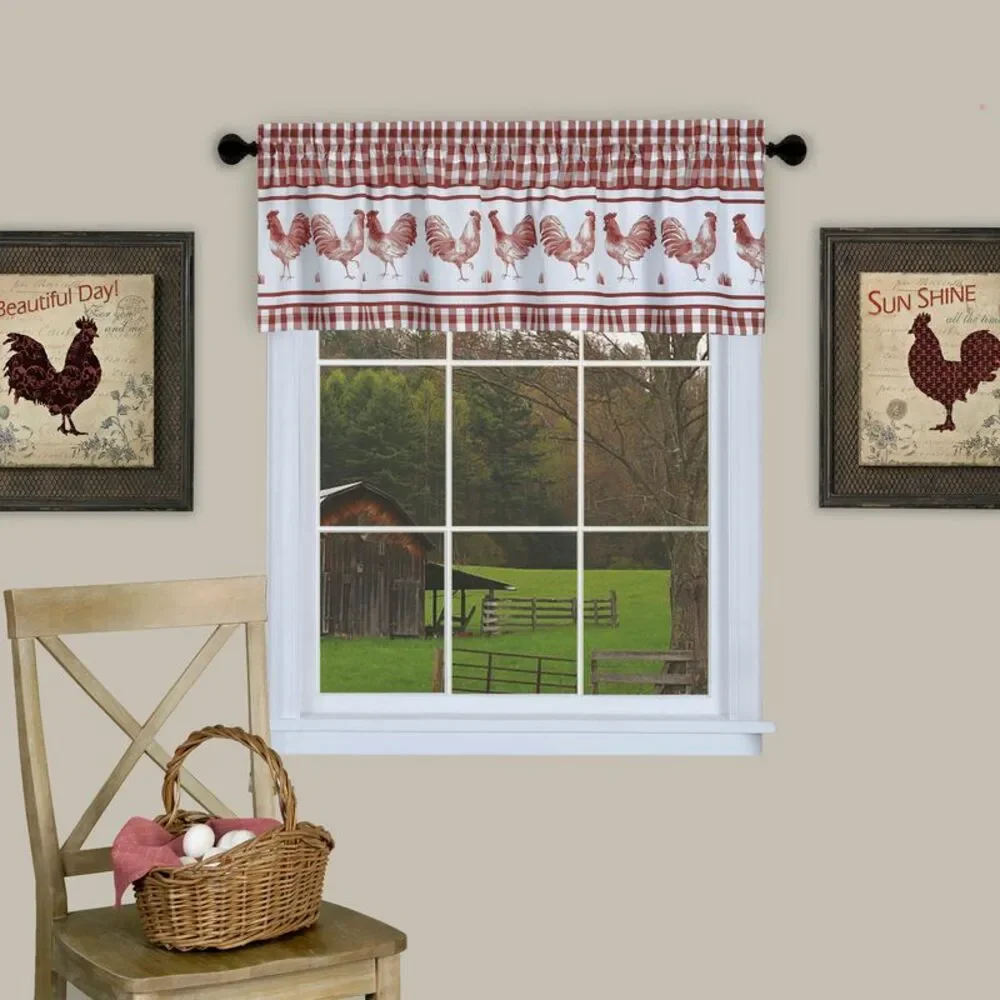 Achim Home Furnishing Barnyard Window Kitchen Curtains 3-Piece Tier & Valance